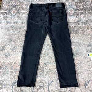 Levi's 502 Jeans Men's 34x27 Black Cotton Denim Tapered Stretch Workwear Travel